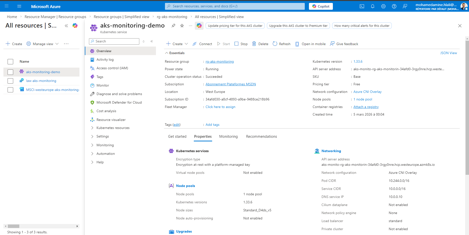 Monitor AKS using Azure Monitor and Grafana